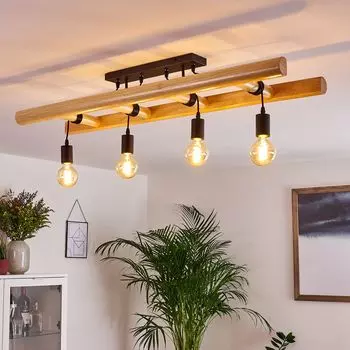 Потолочный светильник »Campo« из металла/дерева черного/коричневого цвета. hofstein