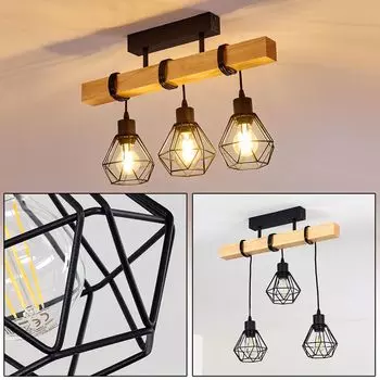 Потолочный светильник »Carema« из металла/дерева черного/коричневого цвета. hofstein