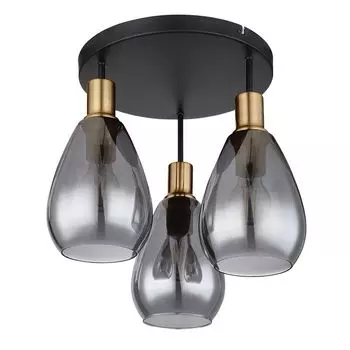 Потолочный светильник, черный металл, дымчатое стекло, В 38 см etc-shop