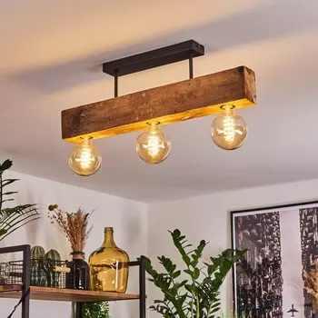 Потолочный светильник »Colleluccio» из металла/дерева черного/натурального цвета. hofstein