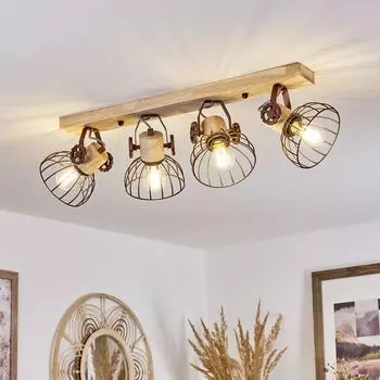 Потолочный светильник »Cotes«, дерево/металл, абажур натуральный/ржавый цвет hofstein, коричневый