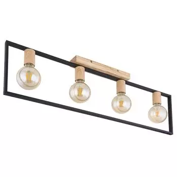 Потолочный светильник, дерево, металл, черный, 4 лампочки, L 90 см Globo Lighting