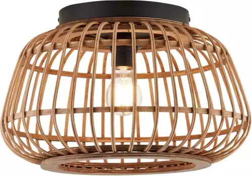 Потолочный светильник для дома "Grazay", 1 лампочка, лампа E27 | без лампочки, потолочный светильник диаметром 40 см, абажур из ротанга - черный/натуральный Home affaire 40,00 см, Высота: 24,50 см., черный