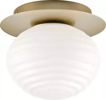 Потолочный светильник ECO-LIGHT "Потолочный светильник RIPPLE", 1 лампочка, лампочка E27 | Лампы можно менять 20,00 см, Высота: 17,00 см., цвет satin gold, Opalglas