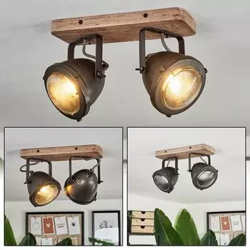 Потолочный светильник »Gavi« с регулируемой яркостью из металла/дерева коричневого цвета. hofstein