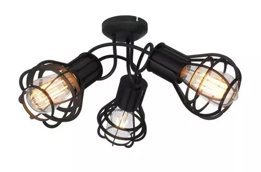 Потолочный светильник Globo Lighting черный матовый металл, черный матовый металл, : 470 мм, В: 250 мм, без 3x E27 40 Вт 230 В, бежевый