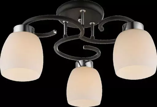 Потолочный светильник Globo Lighting, черный металл, хром, опаловое стекло, : 480 мм, В: 250 мм, без 3x E27 40 Вт 230 В.