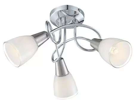 Потолочный светильник Globo Lighting, хромированный металл, матовый никель, белое стекло, : 360 мм, В: 205 мм, без 3x E14 40 Вт 230 В., серебро