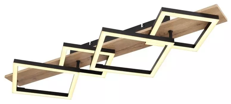 Потолочный светильник Globo Lighting металл, черный матовый, МДФ под темное дерево, пластик черный матовый, пластик опаловый, ДxШxВ: 820x310x85 мм, вкл. светодиод 30 Вт, 230 В, источник 3350 лм, выходная мощность 1700 лм, 3000 К