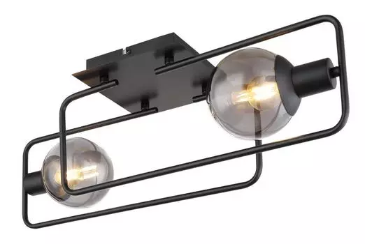 Потолочный светильник Globo Lighting металл черный матовый, дымчатое стекло, ДхШхВ: 610x230x190мм, без 2x E14 40Вт 230В