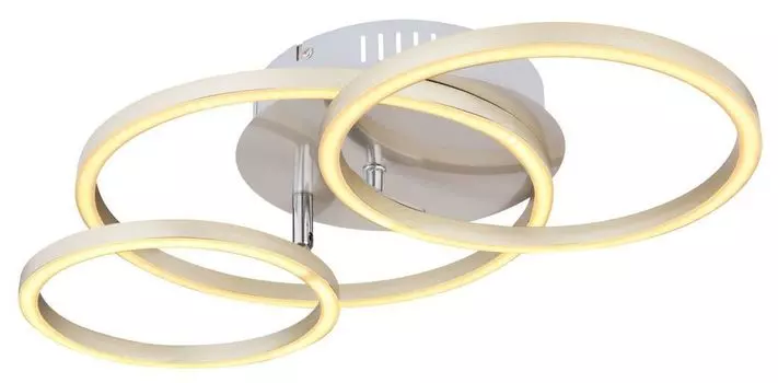 Потолочный светильник Globo Lighting металл матовый никель, опаловый пластик, диаметр кольца: 30см, 25см, 20,5см, ДхШхВ: 500х300х95мм, вкл. светодиод 30Вт 230В, источник 3300лм, выходная мощность 1500лм, 3000К