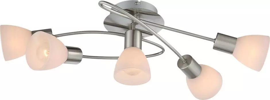 Потолочный светильник Globo Lighting металл матовый никель, белое стекло, ДхШхВ: 610х365х210мм, без 5x E14 40Вт 230В, серебро