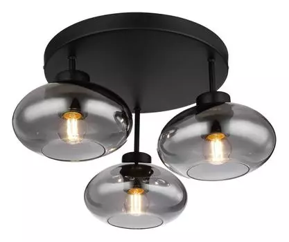 Потолочный светильник Globo Lighting металлический черный матовый, дымчатое стекло, : 400 мм, В: 240 мм, без 3x E27 40 Вт 230 В