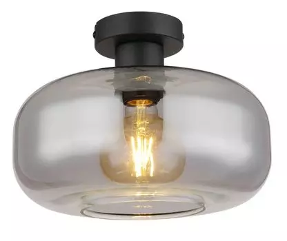 Потолочный светильник Globo Lighting металлический черный матовый, дымчатое стекло, : 280 мм, В: 205 мм, без 1x E27 40 Вт 230 В