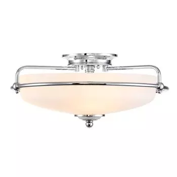 Потолочный светильник Griffin 3xE27 40Вт сталь полированный хром, опаловое стекло Высота: 19,4см 42,2см с диммированием quoizel