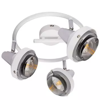 Потолочный светильник, хром, белый, подвижные споты, 25 см, РОРГЕ etc-shop