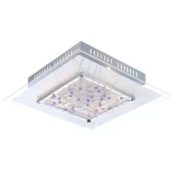 Потолочный светильник, хром, стекло, кристаллы, L 42 см Globo Lighting, серебро