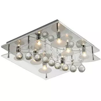 Потолочный светильник, хром, стеклянные кристаллы, L 40 см etc-shop, серебро