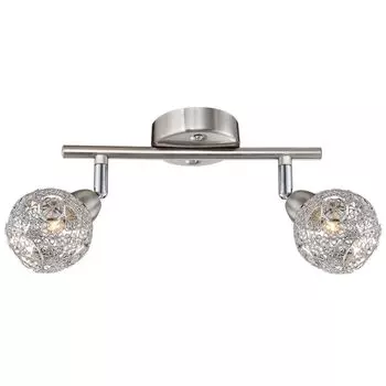 Потолочный светильник, хромированная сетка, подвижные споты, L 25,5см. etc-shop, серебро