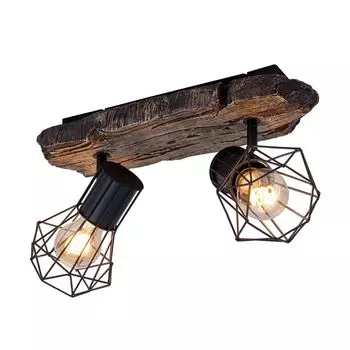 Потолочный светильник, имитация дерева, металл, черный, L 38,5 см Globo Lighting