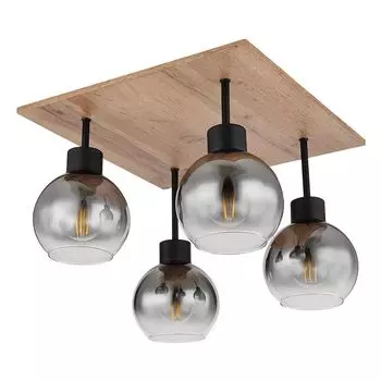 Потолочный светильник, имитация дерева, шарики из дымчатого стекла, L 40см etc-shop, коричневый