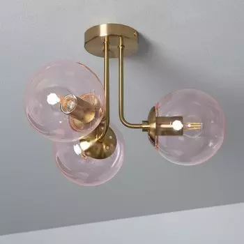 Потолочный светильник из металла и стекла Moonlight Brass 3 точечных светильника розовый LEDKIA