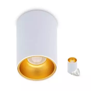 Потолочный светильник KIVI накладного монтажа, включая лампочку GU10 мощностью 5 Вт, выбор цвета черный, черно-золотой, белый, бело-золотой фиксированная конструкция из алюминия IP20 4000K (бело-золотой/нейтрально-белый, 1) KOBI