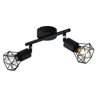 Потолочный светильник, клетка, регулируемые точечные светильники, черный, L 22 см etc-shop