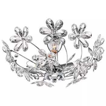 Потолочный светильник, кристаллы, цветочный узор, хром, 41,5 см etc-shop, серебро