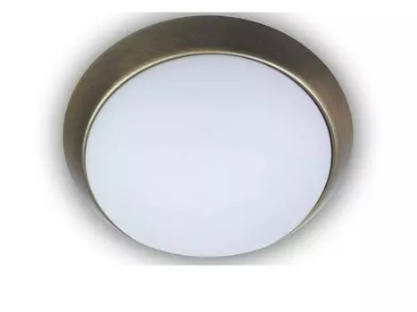 Потолочный светильник круглый 35 см, реплика из матового опалового стекла, кольцо из старой латуни, гаражный светильник Niermann Standby