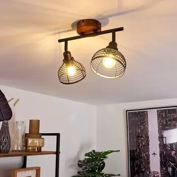 Потолочный светильник »Laion« из металла черного цвета и темного дерева hofstein