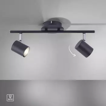 Потолочный светильник Leuchten Direkt, антрацитовый потолочный светильник, антрацитовый 2xGU10/5W/3000K внутренний светильник, потолочный светильник IP20 11942-13 LeuchtenDirekt, черный