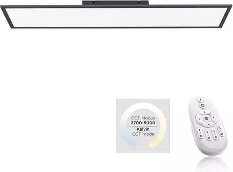 Потолочный светильник Leuchten Direkt, черный потолочный светильник, черная панель 1xLED/внутреннее освещение 24 Вт/2700-5000K, потолочный светильник IP20, включая пульт дистанционного управления 16533-18-O LeuchtenDirekt