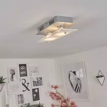 Потолочный светильник »Lontignano« из металла/пластика, матовый никель/белый/прозрачный hofstein