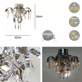 Потолочный светильник MAXIME современный светильник хрустальный/хромированный потолочный светильник: 42см Dapo Leuchten, серебро