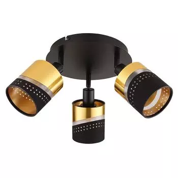 Потолочный светильник, металл, черный матовый, золотой, D 25 см Globo Lighting