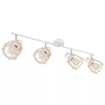 Потолочный светильник, металл, дерево, белый, 4 лампочки, L 80 см etc-shop