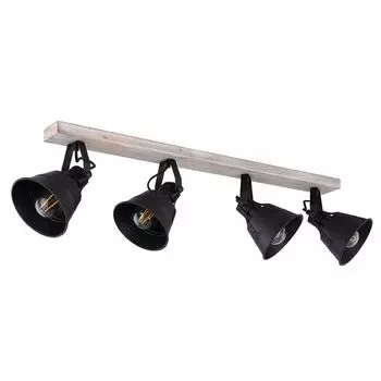 Потолочный светильник, металл, дерево, черный, регулируемые точечные светильники, L 82см etc-shop