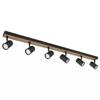 Потолочный светильник, металл, имитация дерева, 6 лампочек. etc-shop, черный