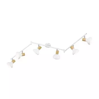 Потолочный светильник, металл, имитация дерева, белый, регулируемые точечные светильники etc-shop