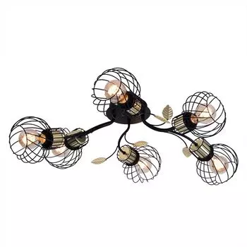 Потолочный светильник, металлическая сетка, 6 лампочек, черный, L 71 см etc-shop