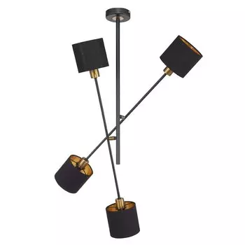 Потолочный светильник, металлическая ткань, черный, 4 лампочки, высота 81см. etc-shop