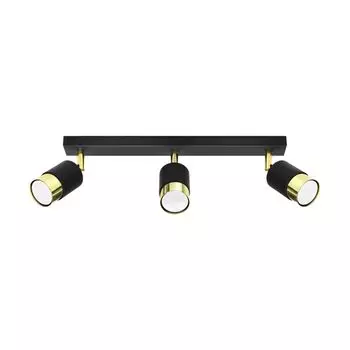 Потолочный светильник NERO 3 черный/золотой 3xGU10 40Вт сталь 18x5x45см Sollux Lighting