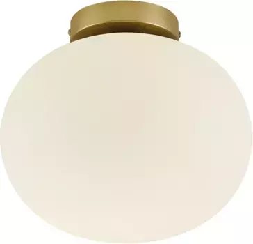Потолочный светильник Nordlux "ALTON", 1 лампочка, лампочка E27 | без лампочки, опаловое стекло, корпус из латуни 28 см, Высота: 24 см, белый/бронзовый