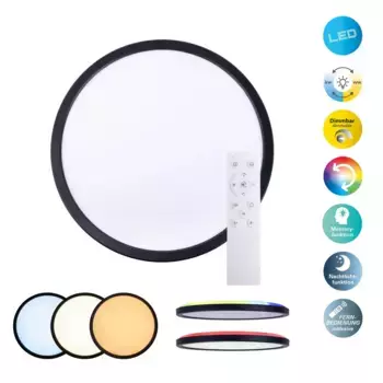 Потолочный светильник nve "LED "CARLO" с RGB-подсветкой D: 42 см", с регулировкой яркости, функцией памяти, сменой цвета и функцией ночного освещения 42,00 см, Высота: 2,60 см., черно-белый