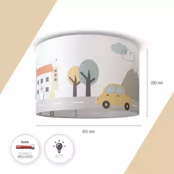 Потолочный светильник Paco Home "Hugo Capri", лампа E27 | без лампочки, детская комната, потолочный светильник, игровая комната, детский трамвай, облака 45,5 см, Высота: 29,5 см, белый