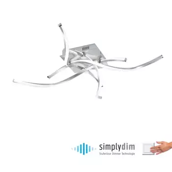 Потолочный светильник Paul Neuhaus «POLINA», 4 пламени, источник света Светодиодная панель | Постоянно встроенный светодиод, светодиод, диммируемый, Simply Dim, память, после отключения от сети, цвет edelstahlfarben