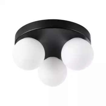 Потолочный светильник Paulmann "Selection Bath Gove IP44 max 3x20W Rondel стекло/металл", 3 лампочки, лампа G9 | без лампочки, G9 22,0 см, Высота: 10,0 см, черно-белый