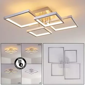 Потолочный светильник »Quadri» с регулируемой яркостью, выполненный из металла и матового алюминия. hofstein