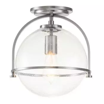 Потолочный светильник QUINTIESSE Somerset E27 1x40W сталь, матовый никель, прозрачное стекло В: 31,8см 28,2см с диммированием Elstead Lighting